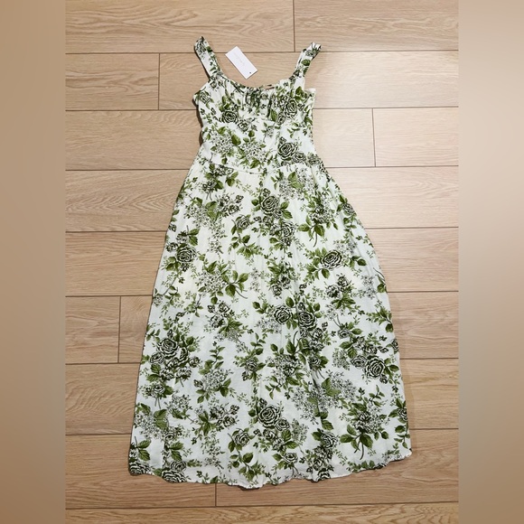 By The River Dresses & Skirts - By the River Rose Pleated sleeveless corset maxi dress size medium green NWT